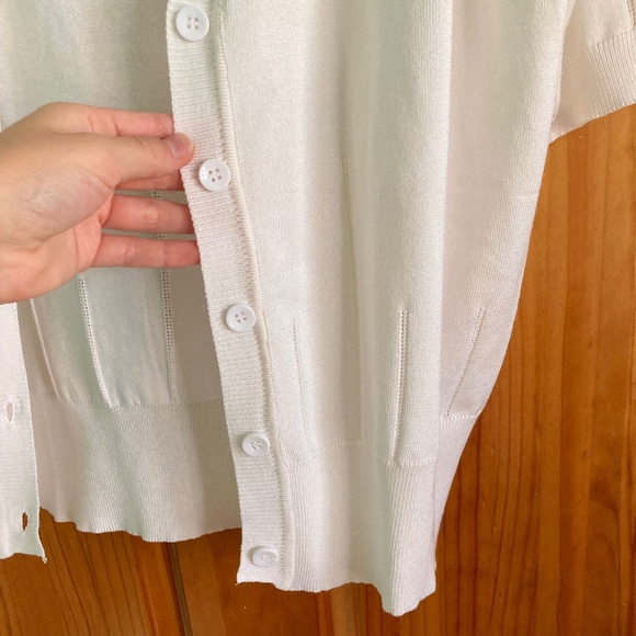 Women’s size medium Jasambac cream colored shirt sleeved shrug - Picture 2 of 8